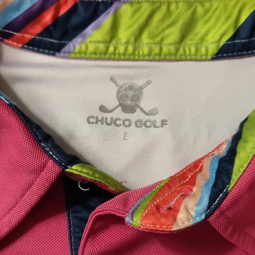 Chuco Golf Polo In Pink With Embroidered Logo SIZE LARGE - Picture 4 of 6